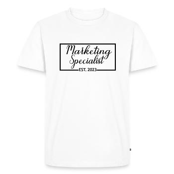 Spécialiste Marketing Est. Marketing diplômé 2023 - T-shirt Premium bio Homme - blanc - Devant - Nico (187cm)