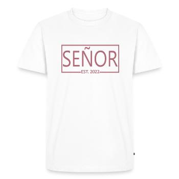 2022 Fête de mariage du marié de fiançailles - T-shirt Premium bio Homme - blanc - Devant - Nico (187cm)
