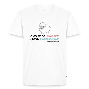 Oublie le mindset, pense leadersheep - T-shirt Premium bio Homme - blanc - Devant - Nico (187cm)