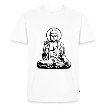 Young Buddha No.1_2c - Men's Premium Organic T-Shirt - white - Front - Nico (187cm)