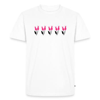 Tulipes dans une rangée - rose - T-shirt Premium bio Homme - blanc - Devant - Nico (187cm)