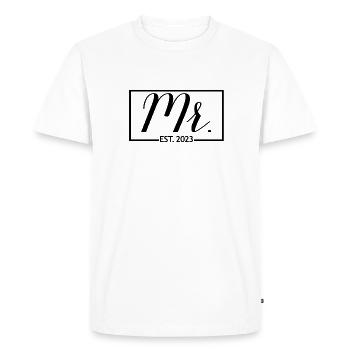 M. Est. 2023 Fiançailles pour la fête de mariage du marié - T-shirt Premium bio Homme - blanc - Devant - Nico (187cm)