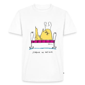 Dormir me fatigue - T-shirt Premium bio Homme - blanc - Devant - Nico (187cm)