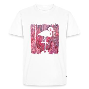 oiseau e 117 flamant rose - T-shirt Premium bio Homme - blanc - Devant - Nico (187cm)