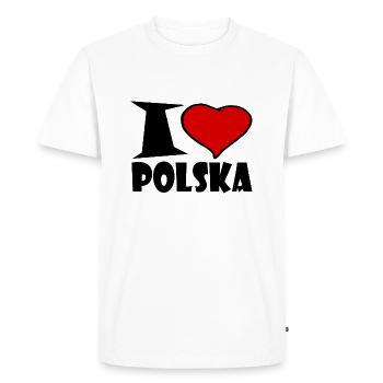 J'aime Polska - j'aime la Pologne - T-shirt Premium bio Homme - blanc - Devant - Nico (187cm)