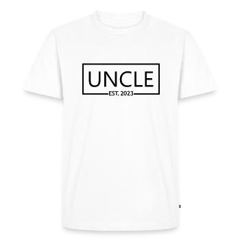 2023, Oncle en devenir, Révélation de grossesse - T-shirt Premium bio Homme - blanc - Devant - Nico (187cm)