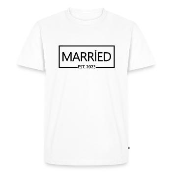 2023 - Cadeau de jour de mariage homme et femme - T-shirt Premium bio Homme - blanc - Devant - Nico (187cm)