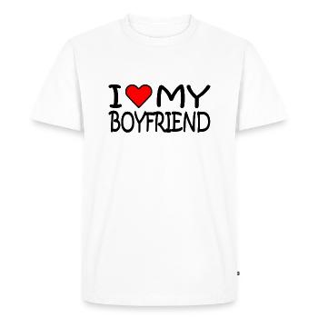 I love my boyfriend - T-shirt Premium bio Homme - blanc - Devant - Nico (187cm)