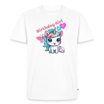 Anniversaire Fille Anniversaire Fille Enfant Licorne - T-shirt Premium bio Homme - blanc - Devant - Nico (187cm)