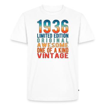Edition limitée depuis 1936 Anniversaire Millésime 1936 - T-shirt Premium bio Homme - blanc - Devant - Nico (187cm)