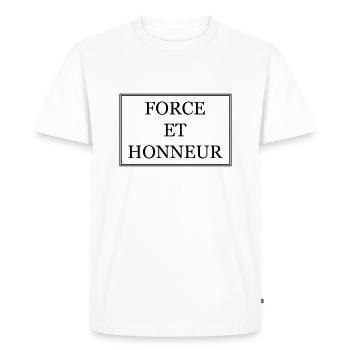 FORCE ET HONNEUR - T-shirt Premium bio Homme - blanc - Devant - Nico (187cm)