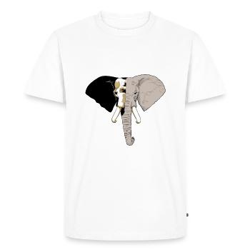Éléphant majestueux avec décoloration du crâne - T-shirt Premium bio Homme - blanc - Devant - Nico (187cm)
