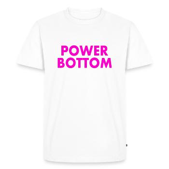 Power bottom - Men's Premium Organic T-Shirt - white - Front - Nico (187cm)