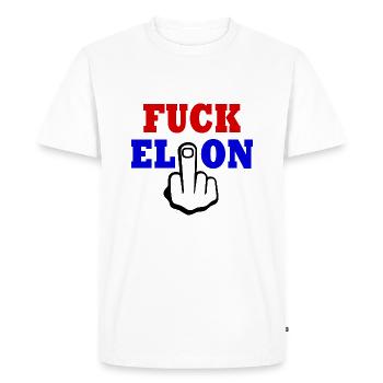 Fuck elon - T-shirt Premium bio Homme - blanc - Devant - Nico (187cm)