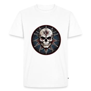 Tête de mort noire et blanche et pentagramme de style gothique - T-shirt Premium bio Homme - blanc - Devant - Nico (187cm)