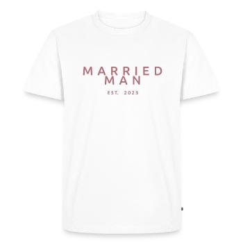 Homme marié Est. 2023 Mariage assorti lune de miel - T-shirt Premium bio Homme - blanc - Devant - Nico (187cm)