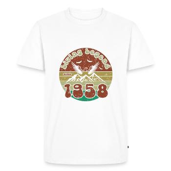 66e anniversaire Légende vivante depuis VIN 1958 - T-shirt Premium bio Homme - blanc - Devant - Nico (187cm)