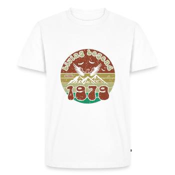 45e anniversaire Légende vivante depuis VIN 1979 - T-shirt Premium bio Homme - blanc - Devant - Nico (187cm)