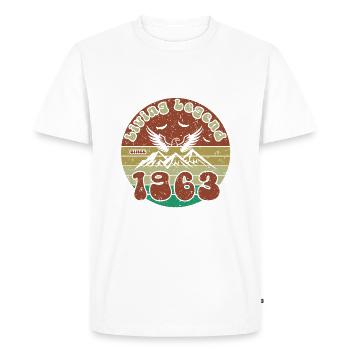 61e anniversaire Légende vivante depuis VIN 1963 - T-shirt Premium bio Homme - blanc - Devant - Nico (187cm)