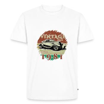 44ème Anniversaire - Classique - Millésime depuis 04/1981 - T-shirt Premium bio Homme - blanc - Devant - Nico (187cm)