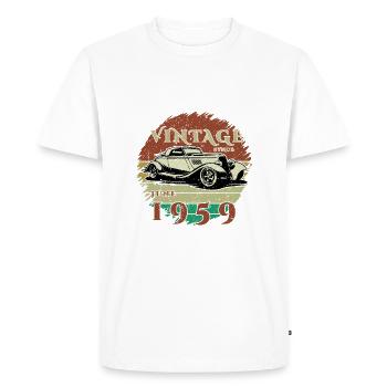 66ème Anniversaire - Classique - Millésime depuis 06/1959 - T-shirt Premium bio Homme - blanc - Devant - Nico (187cm)