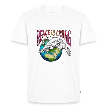 La colombe de la paix pleure et tient la terre - T-shirt Premium bio Homme - blanc - Devant - Nico (187cm)