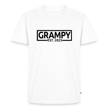 Grampy Est. 2023, Grandpa To Be, Pregnancy Reveal - Men's Premium Organic T-Shirt - white - Front - Nico (187cm)