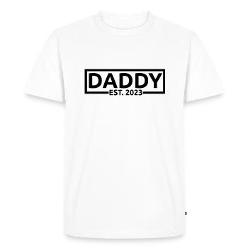 Daddy Est. 2023, bientôt papa, révélation de grossesse - T-shirt Premium bio Homme - blanc - Devant - Nico (187cm)