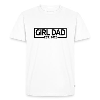 Fille Papa Est. 2023 Baby Shower Grossesse Révéler - T-shirt Premium bio Homme - blanc - Devant - Nico (187cm)
