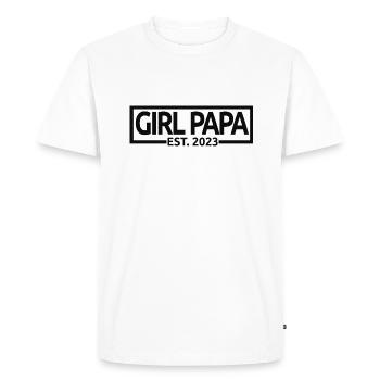 Fille Papa Est. 2023 Baby Shower Grossesse Révéler - T-shirt Premium bio Homme - blanc - Devant - Nico (187cm)