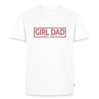 Fille Papa Est. 2023 Baby Shower Grossesse Révéler - T-shirt Premium bio Homme - blanc - Devant - Nico (187cm)