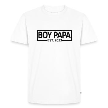 Boy Papa Est. 2023 Baby Shower Grossesse Révéler - T-shirt Premium bio Homme - blanc - Devant - Nico (187cm)