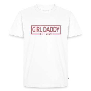 Fille Papa Est. 2023 Baby Shower Grossesse Révéler - T-shirt Premium bio Homme - blanc - Devant - Nico (187cm)