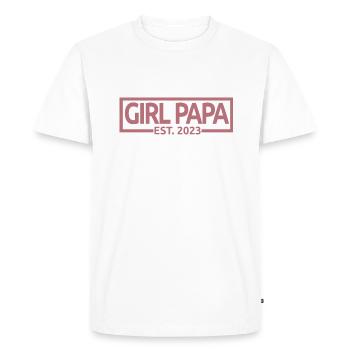 Fille Papa Est. 2023 Baby Shower Grossesse Révéler - T-shirt Premium bio Homme - blanc - Devant - Nico (187cm)