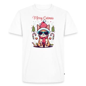 Joyeux Catmas drôle de chat de Noël - T-shirt Premium bio Homme - blanc - Devant - Nico (187cm)