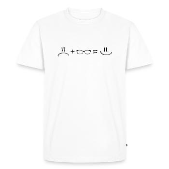 Unhappy plus Glasses is Happy - glasses - Men's Premium Organic T-Shirt - white - Front - Nico (187cm)