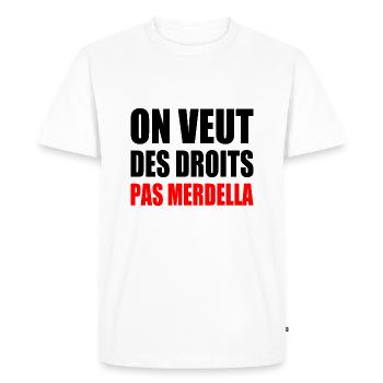 on veut des droits pas merdella - T-shirt Premium bio Homme - blanc - Devant - Nico (187cm)