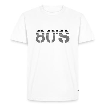 80 s logo - T-shirt Premium bio Homme - blanc - Devant - Nico (187cm)