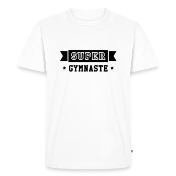 Gymnastique / Gym / Gymnaste / Fitness / GRS - T-shirt Premium bio Homme - blanc - Devant - Nico (187cm)