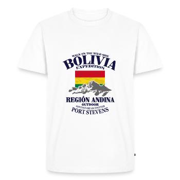 Bolivia - Flag & Mountains - T-shirt Premium bio Homme - blanc - Devant - Nico (187cm)