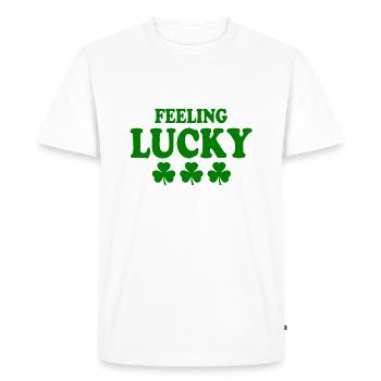 feeling lucky - Men's Premium Organic T-Shirt - white - Front - Nico (187cm)