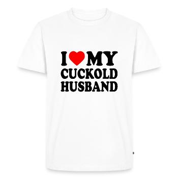 i love my cuckold husband - T-shirt Premium bio Homme - blanc - Devant - Nico (187cm)