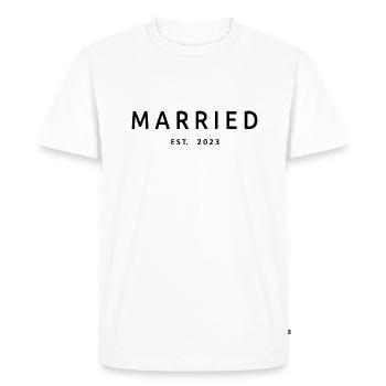 Marié Est. 2023 - Cadeau de mariage hommes et femmes - T-shirt Premium bio Homme - blanc - Devant - Nico (187cm)
