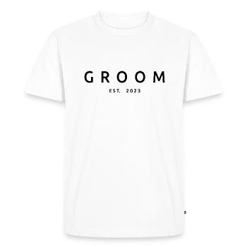 Groom Est. 2023 Engagement Gift Groom's Wedding - Men's Premium Organic T-Shirt - white - Front - Nico (187cm)