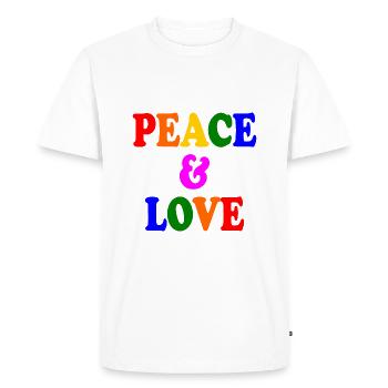 Peace and love - T-shirt Premium bio Homme - blanc - Devant - Nico (187cm)