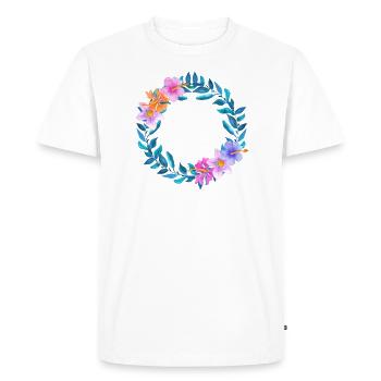 Couronne fleur fleurs fleurs chés hibiscus - T-shirt Premium bio Homme - blanc - Devant - Nico (187cm)