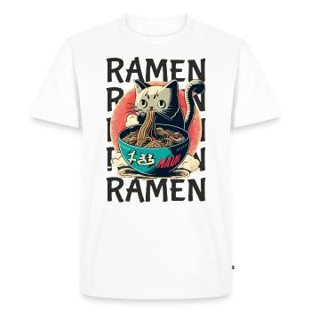 Ramen Cat Kawaii Nouilles Japonais Ramen Cat - T-shirt Premium bio Homme - blanc - Devant - Nico (187cm)