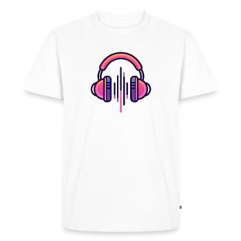 casque audio, fan de musique, logo casque audio - T-shirt Premium bio Homme - blanc - Devant - Nico (187cm)