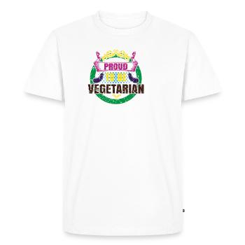 Chemise végétarienne · Durable · Cadeau végétalien - T-shirt Premium bio Homme - blanc - Devant - Nico (187cm)