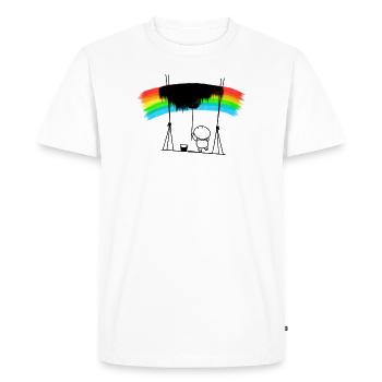peinture arc en ciel humanité révolution de la terre - T-shirt Premium bio Homme - blanc - Devant - Nico (187cm)